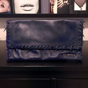 Blue Leather Clutch